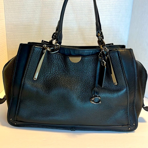 Coach Handbags - Coach 36 Dreamer Black-Gunmetal Pebble Leather Satchel